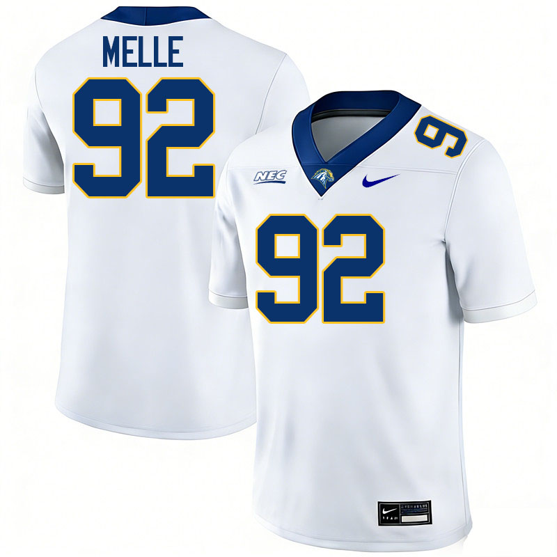 New Haven Chargers #92 Pete Melle College Football Jerseys,Uniforms Stitched-White
